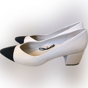 Zara 1.5” Spectator Pump, Beige & Black